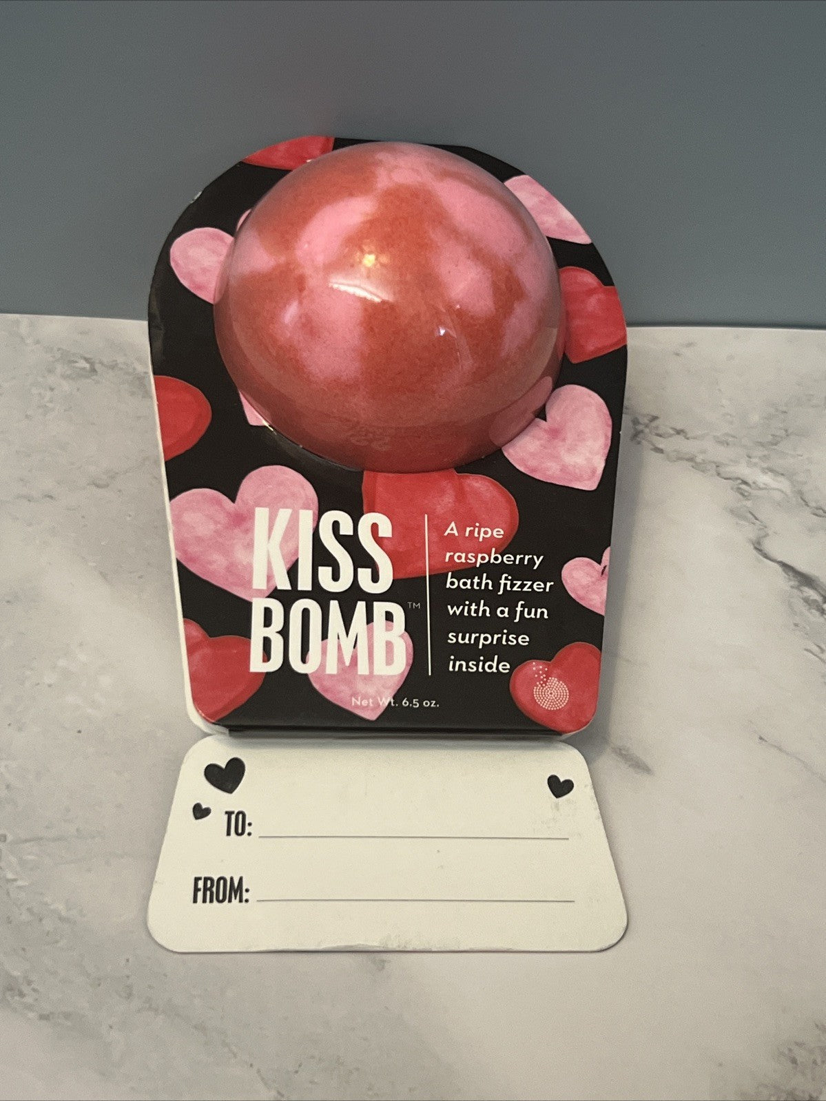 Kiss Bath Bomb Raspberry Fizzer with Surprise Inside Red/Pink - Bellso